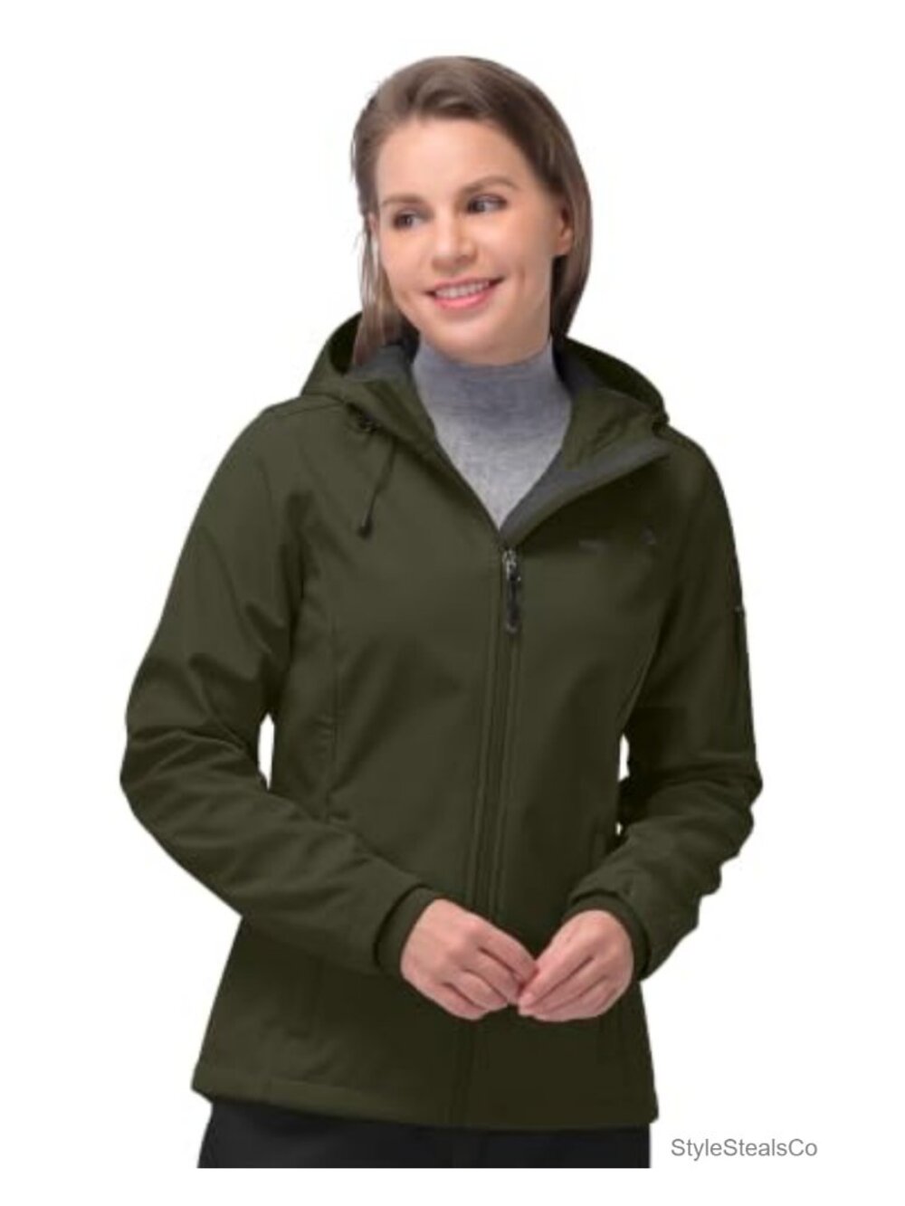 Women's Waterproof Softshell Jacket Hooded Fleece Lined Zip Up